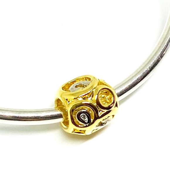 FREE S/H Pugster Silver Plate and Gold Plate Filligree Design Bracelet Charm - Picture 3 of 3